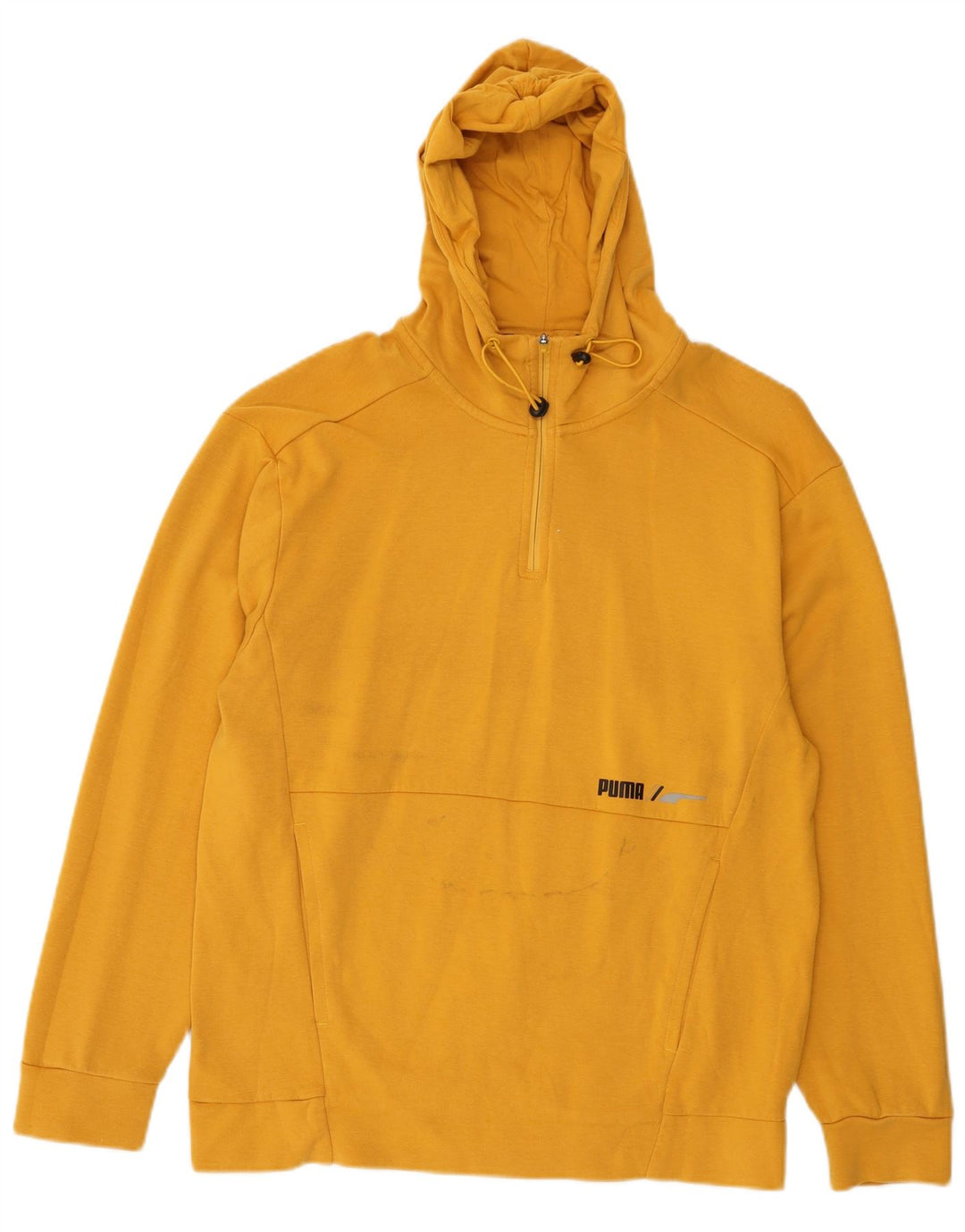Puma Mens Hoodie Jumper Medium Yellow Cotton