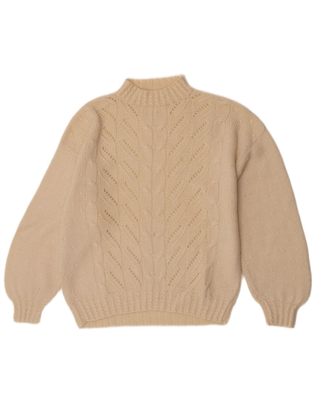 Vintage Womens Turtle Neck Jumper Sweater UK 14 Medium Off White