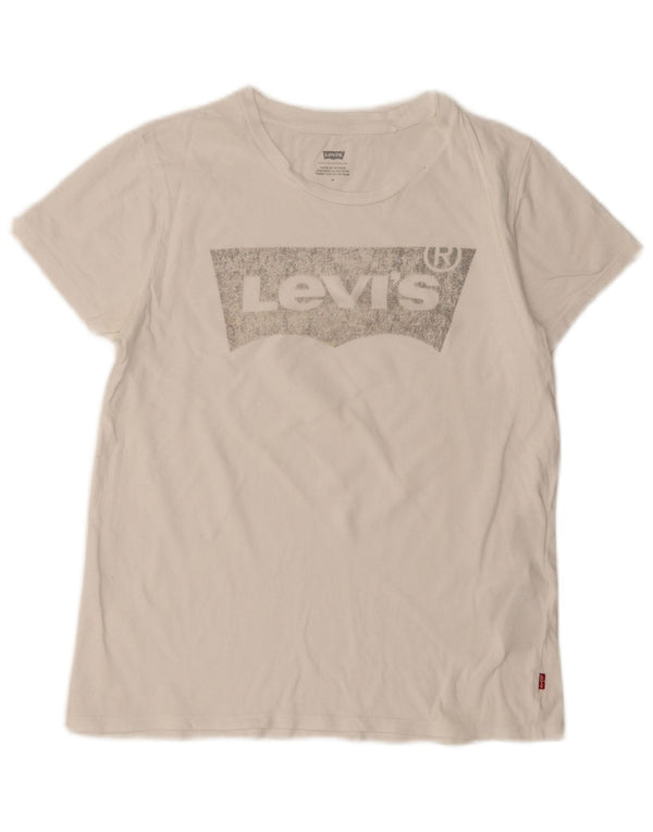 Levi's Womens Graphic T-Shirt Top UK 12 Medium White Cotton
