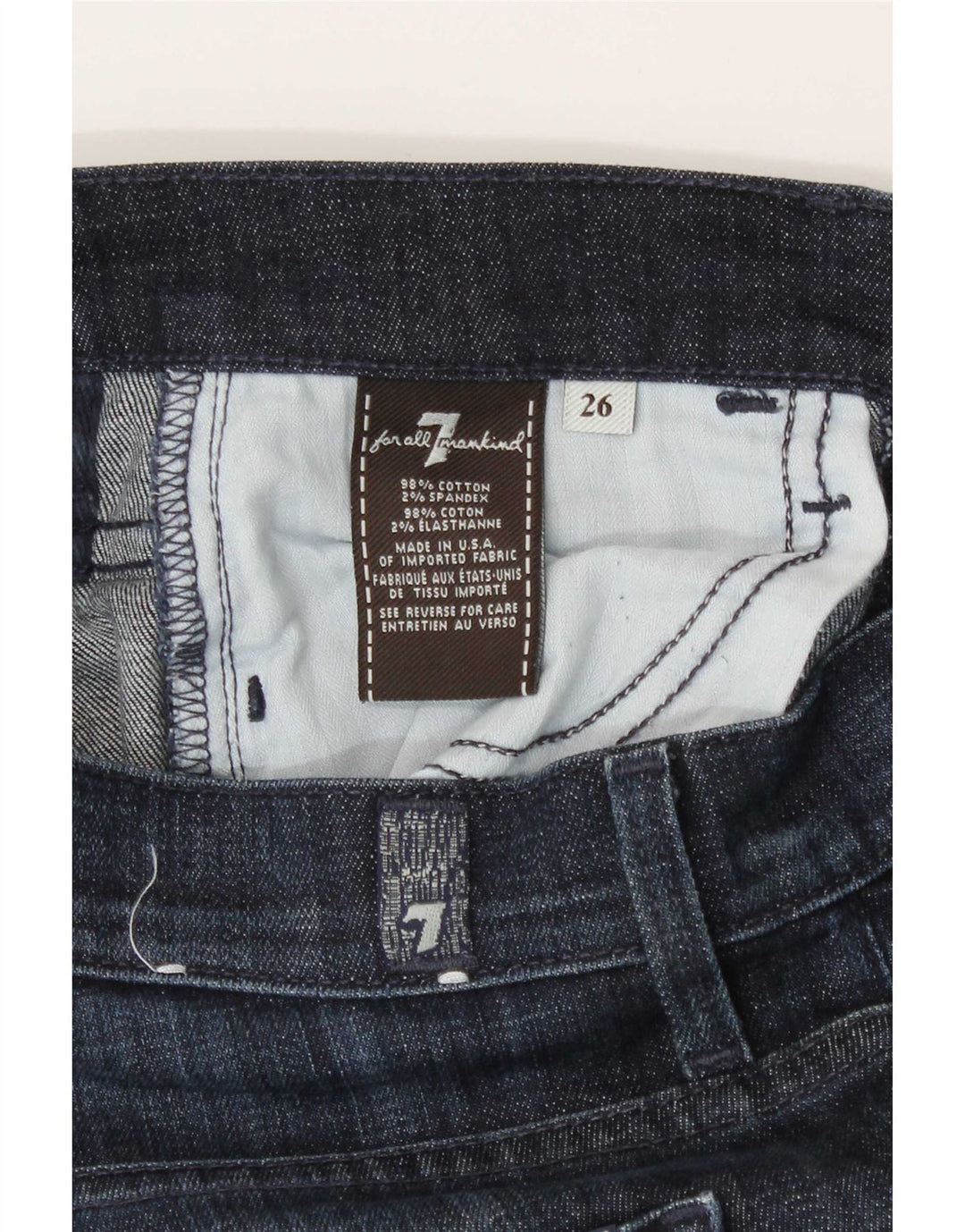 7 For All Mankind Womens Mid Rise Bootcut Jeans W26 L30 Navy Blue