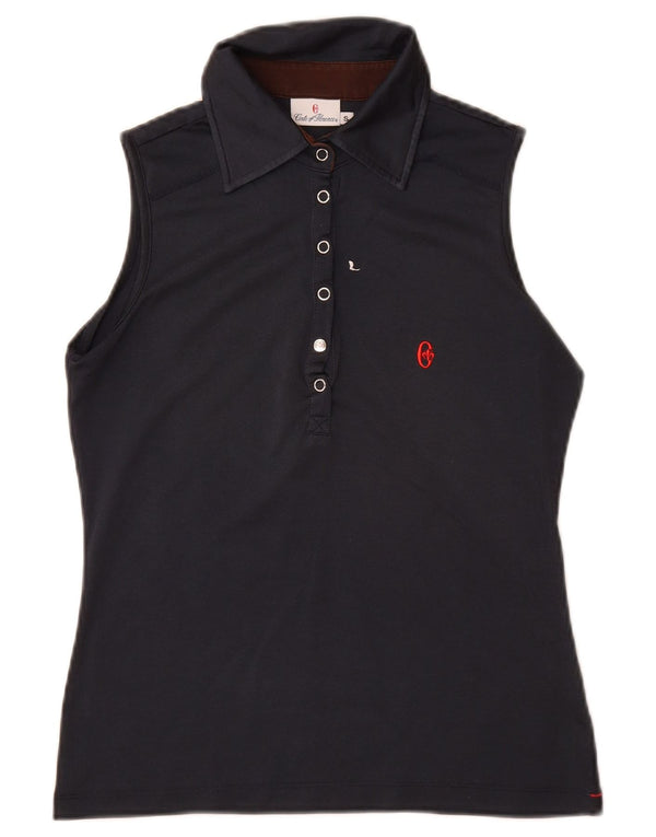 Conte of Florence Graphic Polo Shirt UK 10 Small Navy Blue
