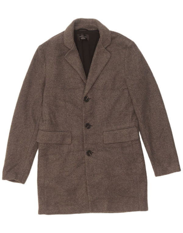 Zara Mens Overcoat UK 38 Medium Grey Polyester
