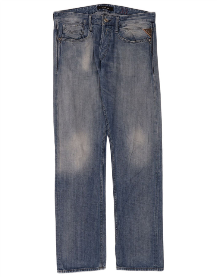 Replay Damen Straight Jeans W33 L34 Blaue Baumwolle