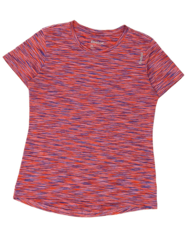 Reebok Dame T-Shirt Top UK 12 Medium Flerfarvet Flecked Polyester
