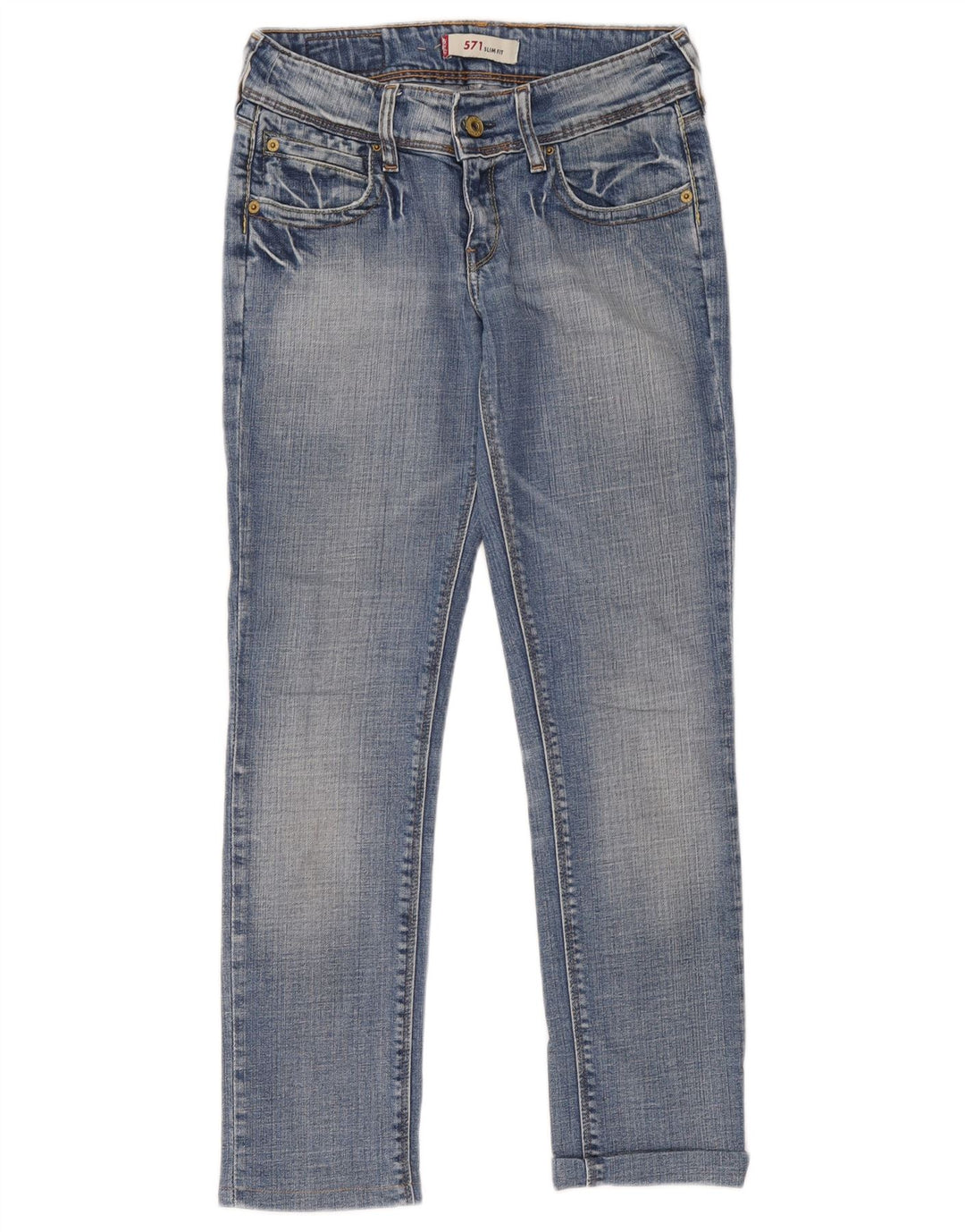 Levi's Womens 571 Slim Jeans W27 L34 Blue Cotton