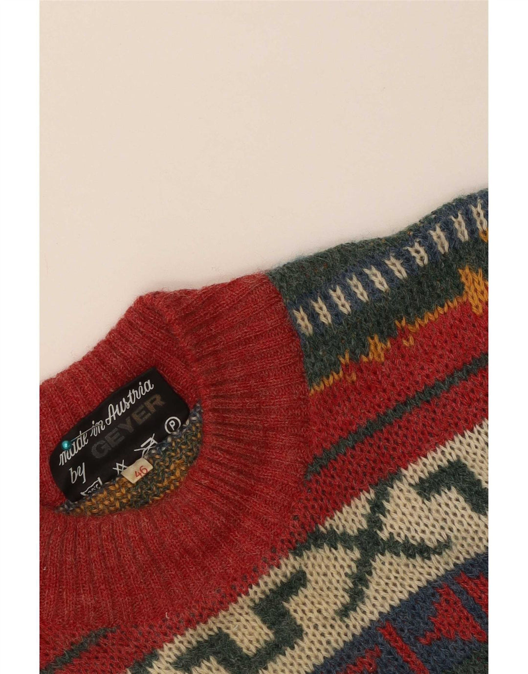 Geyer Womens Crew Neck Jumper Sweater IT 46 Large Red Geometric