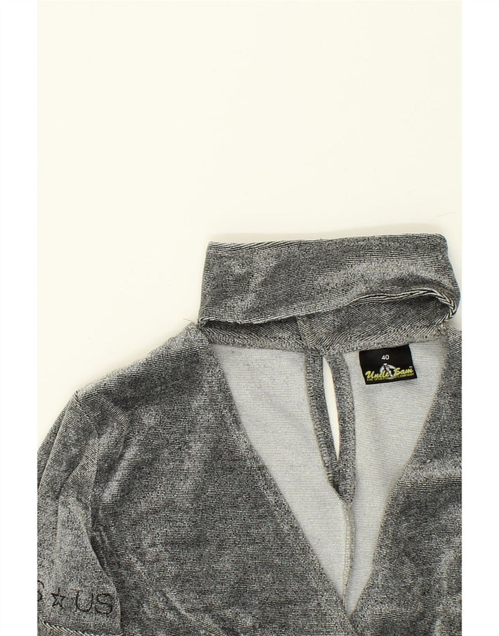 UNCLE SAM Womens Long Sleeve Blouse Top EU 40 Medium Grey Polyester | Vintage Uncle Sam | Thrift | Second-Hand Uncle Sam | Used Clothing | Messina Hembry 