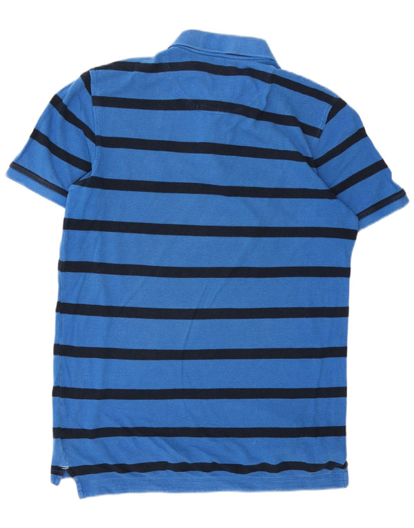 Crew Clothing Mens Polo Shirt Large Blue Striped Cotton