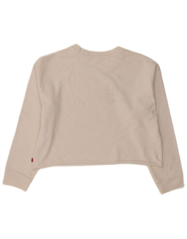 Levi's Womens Oversized Graphic Crop Sweatshirt Jumper UK 10 Small White
