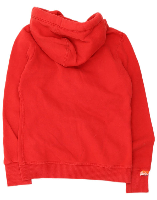 Maglione con cappuccio e zip da donna Superdry UK 10 piccolo cotone rosso