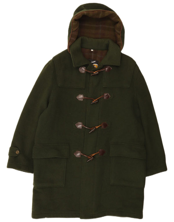 Vintage Mens Hooded Duffle Coat IT 50 Large Green Wool
