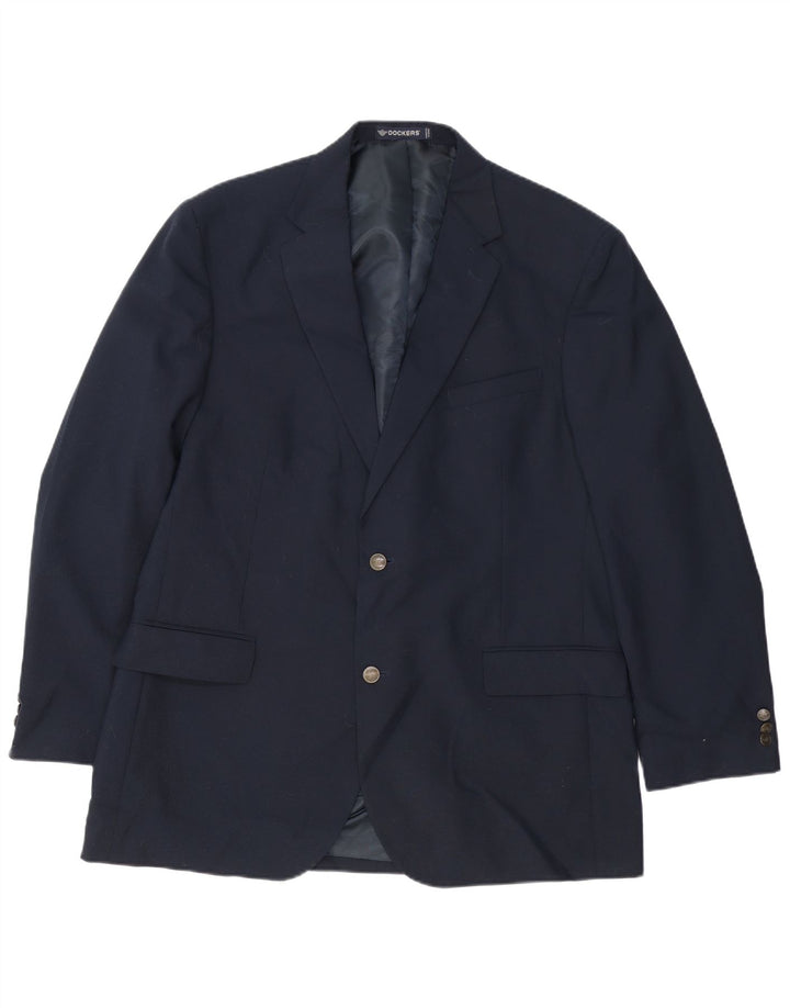 Męska marynarka Dockers Longline z 2 guzikami UK 44 2XL Granatowa wełna