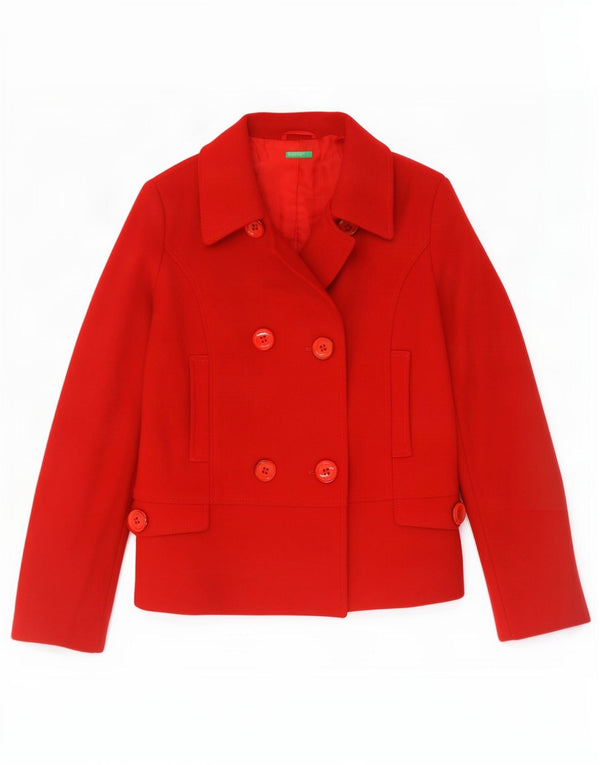 Benetton Girls Pea Coat 11-12 År 2XL Rød Uld