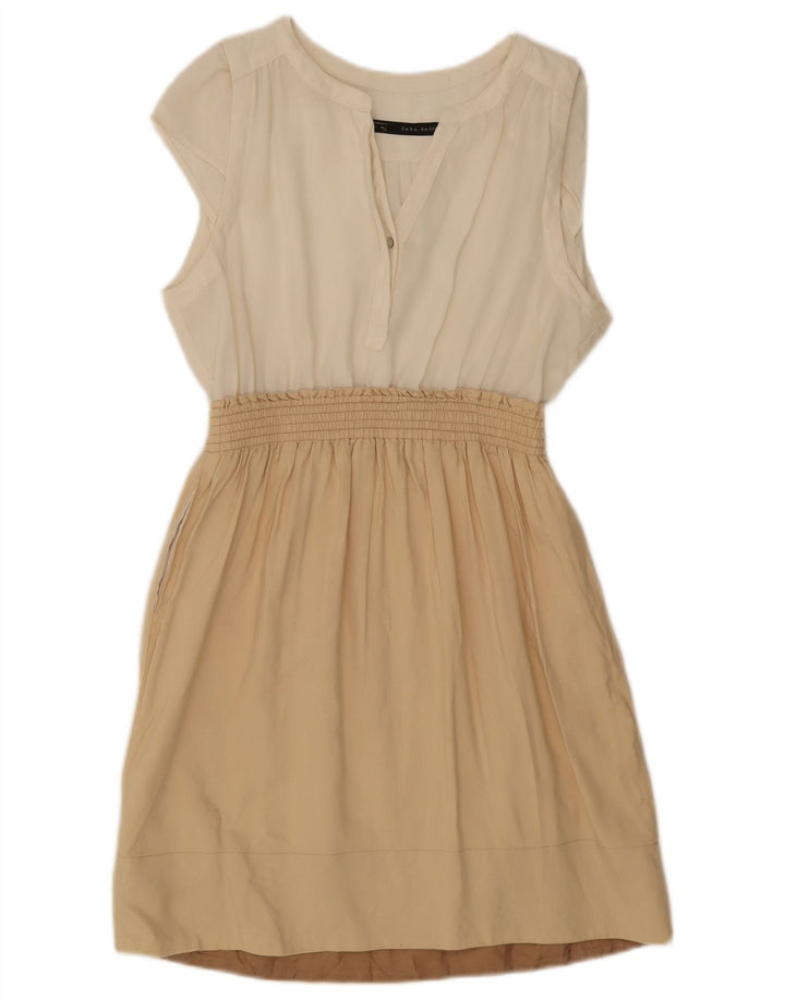 Zara Womens Basic Dress UK 12 Medium White Colourblock Polyester