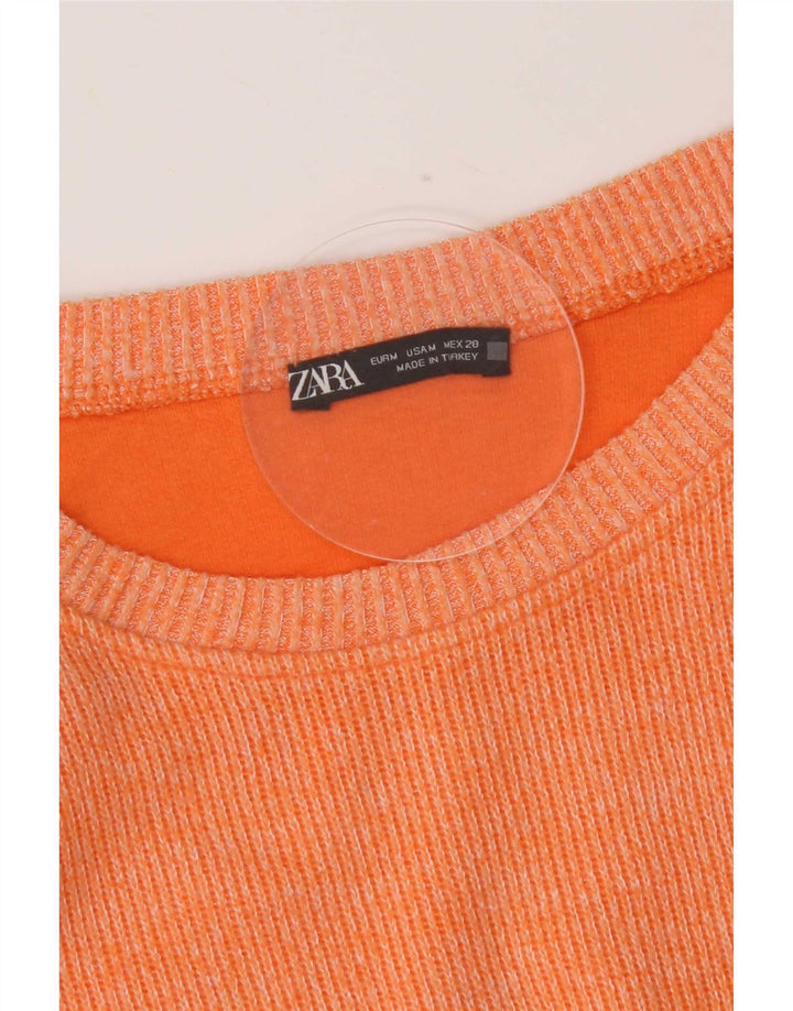 Top corto da donna Zara manica lunga UK 14 arancione medio