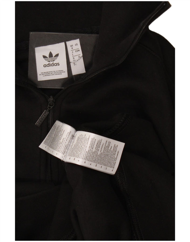 Adidas Womens Oversized Graphic Zip Neck Sweatshirt Jumper UK 8 Small Black
