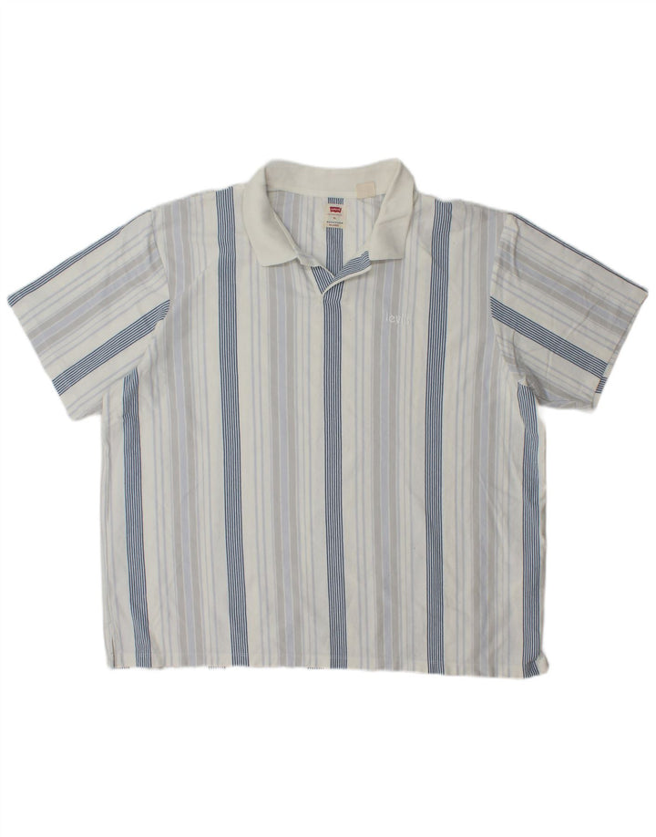 Levi's Mens Relaxed Polo Shirt XL Blue Striped Cotton