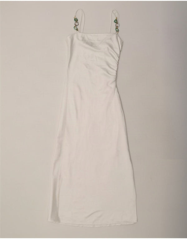 Vestido maxi feminino sem mangas Zara UK 6 XS branco