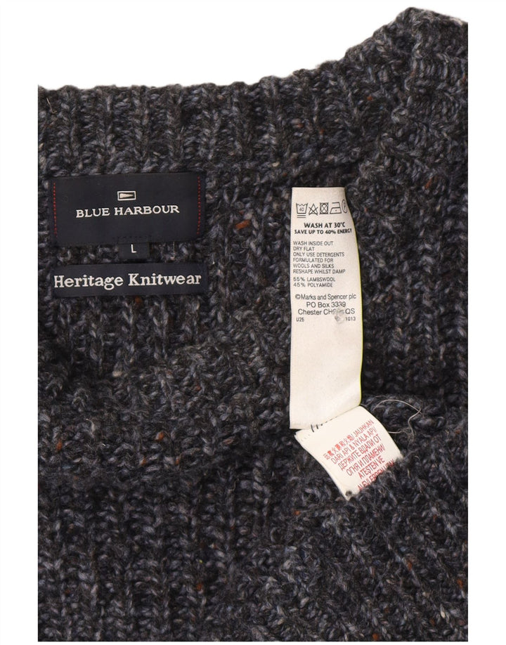 Marks & Spencer Mens Blue Harbour Boat Neck Jumper Sweater Large Navy Blue