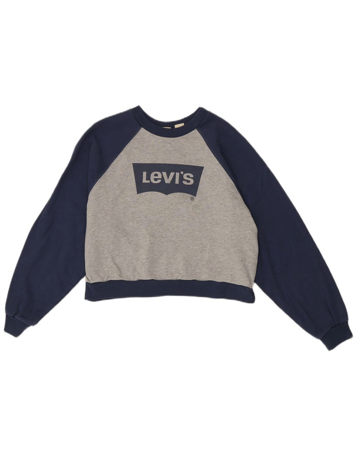 Levi's Womens Oversized Graphic Sweatshirt Jumper UK 10 Small Grey