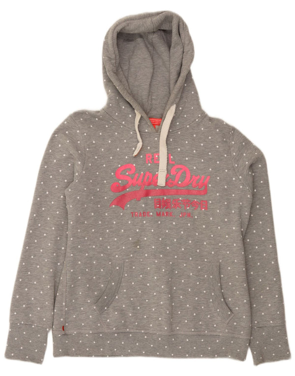 Superdry Grafisk hættetrøje til kvinder UK 18 XL Grå Polka Dot Bomuld
