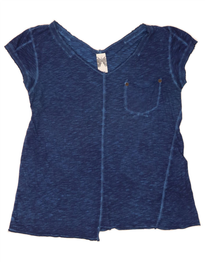 ZARA Womens T-Shirt Top UK 16 Large Blue Flecked Vintage Zara and Second-Hand Zara from Messina Hembry 