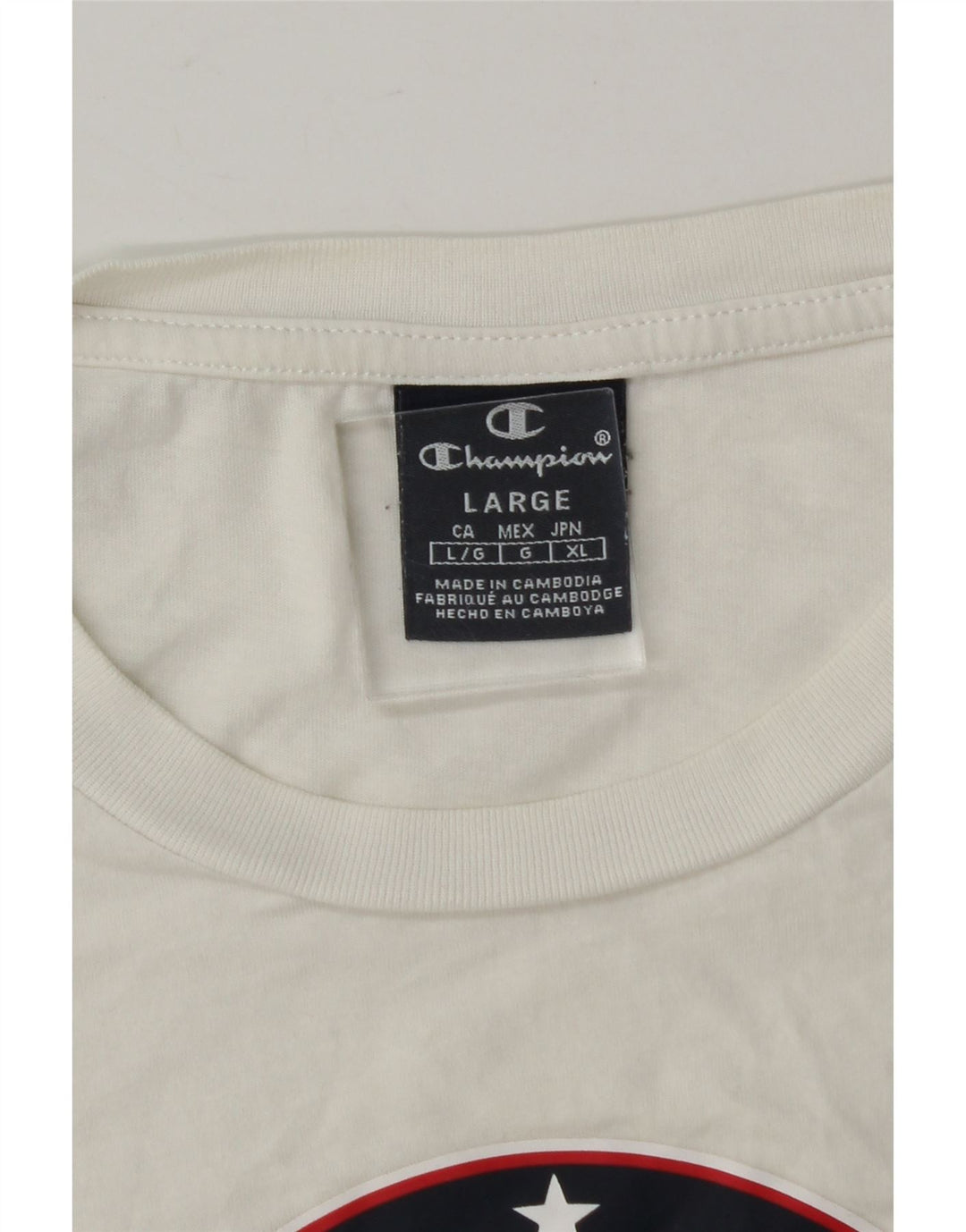 CHAMPION Mens Graphic T-Shirt Top Large White Cotton Vintage Champion and Second-Hand Champion from Messina Hembry 