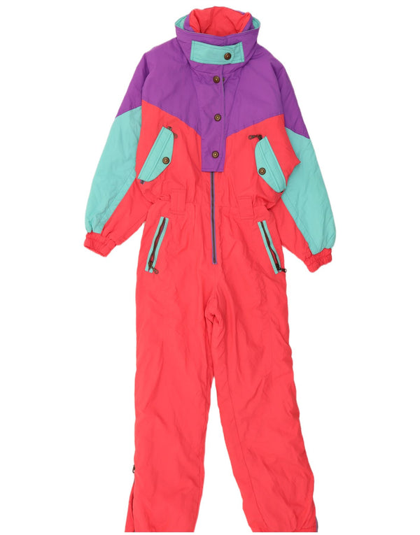 Vintage Damen Skioverall IT 42 Medium Mehrfarbiger Farbblock