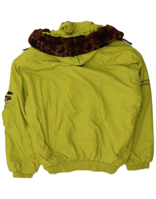 Vintage Womens Hooded Oversized Ski Jacket UK 10 Small Green Polyamide