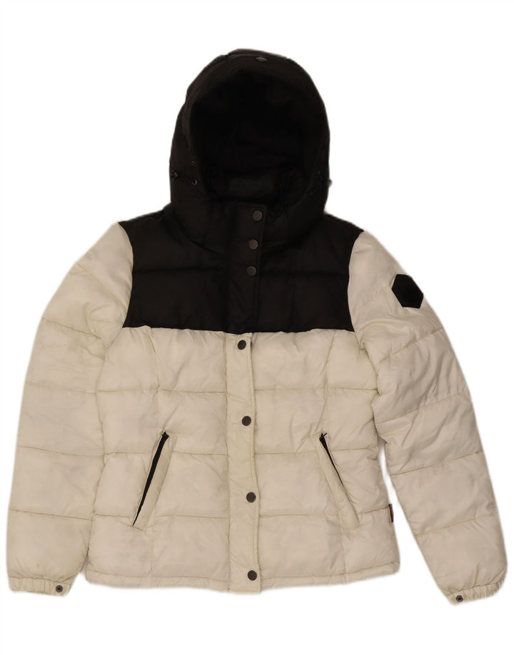 Lumberjack Veste matelassée à capuche pour femme IT 42 Medium White Colourblock