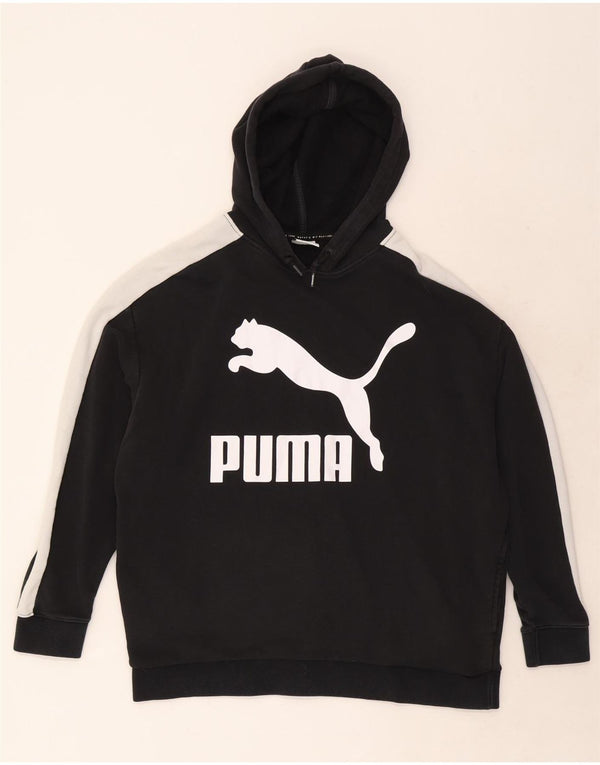 Puma Grafisk Oversized Hoodie Jumper UK 12 Medium Sort Colourblock