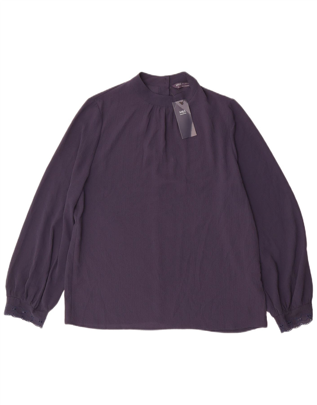 Marks & Spencer Womens Long Sleeve Blouse Top UK 12 Medium Navy Blue
