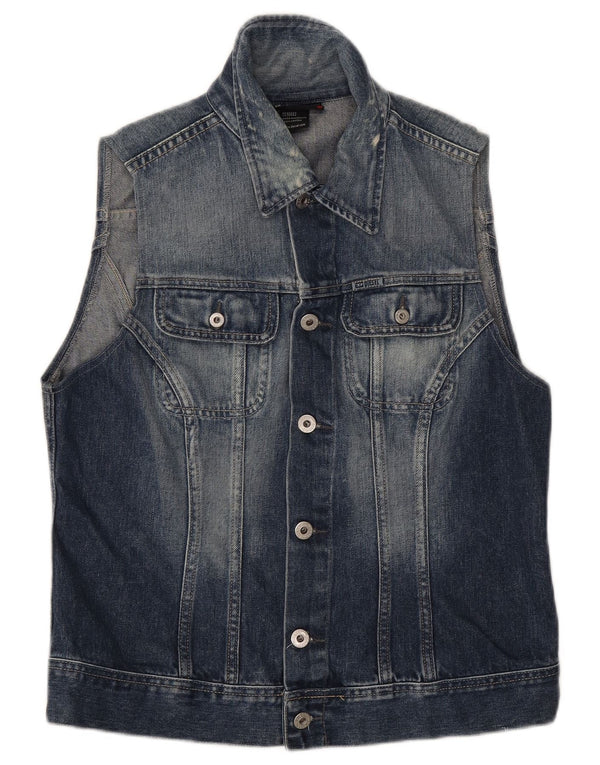 Diesel Mens Denim Gilet UK 40 nagy kék pamut