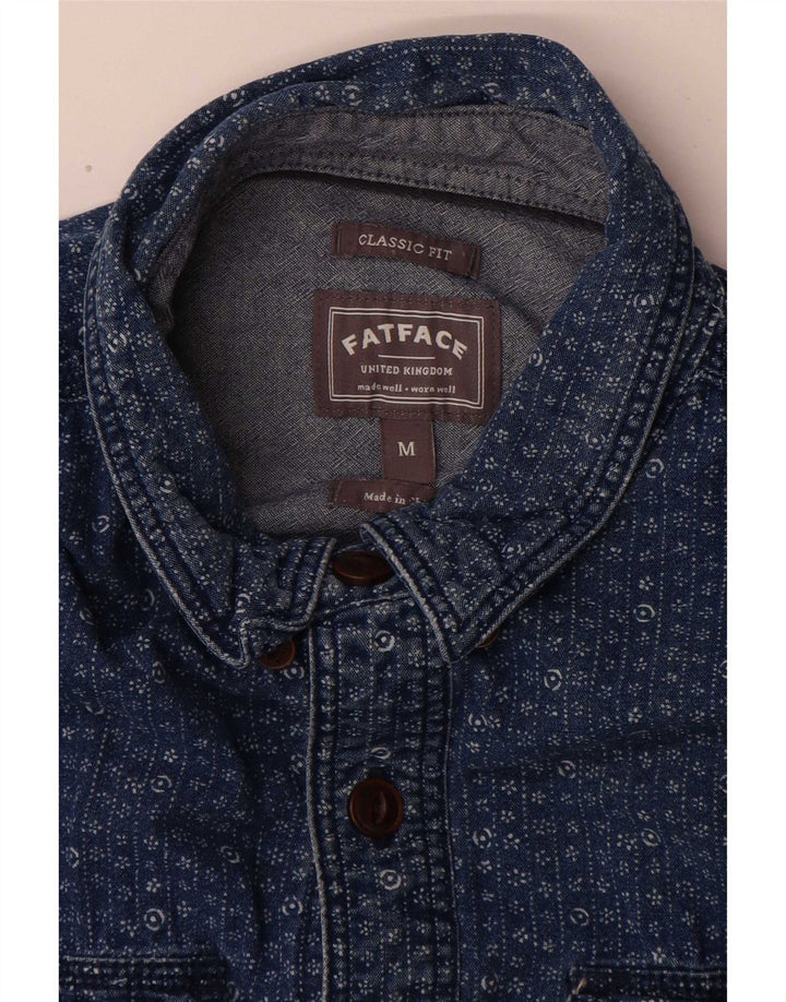 Fat Face Mens Classic Fit Denim Shirt Medium Blue Floral Cotton