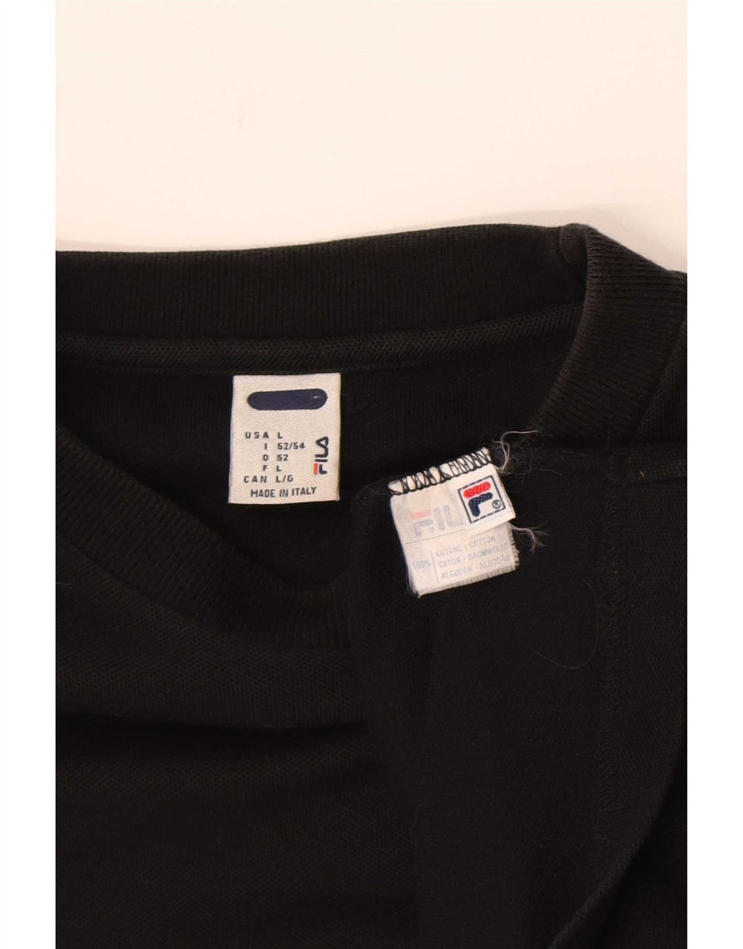 Fila Mens T-Shirt Top Large Black Cotton