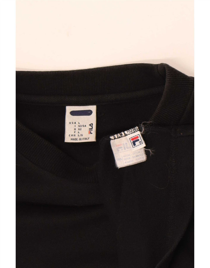 Fila Mens T-Shirt Top Large Black Cotton