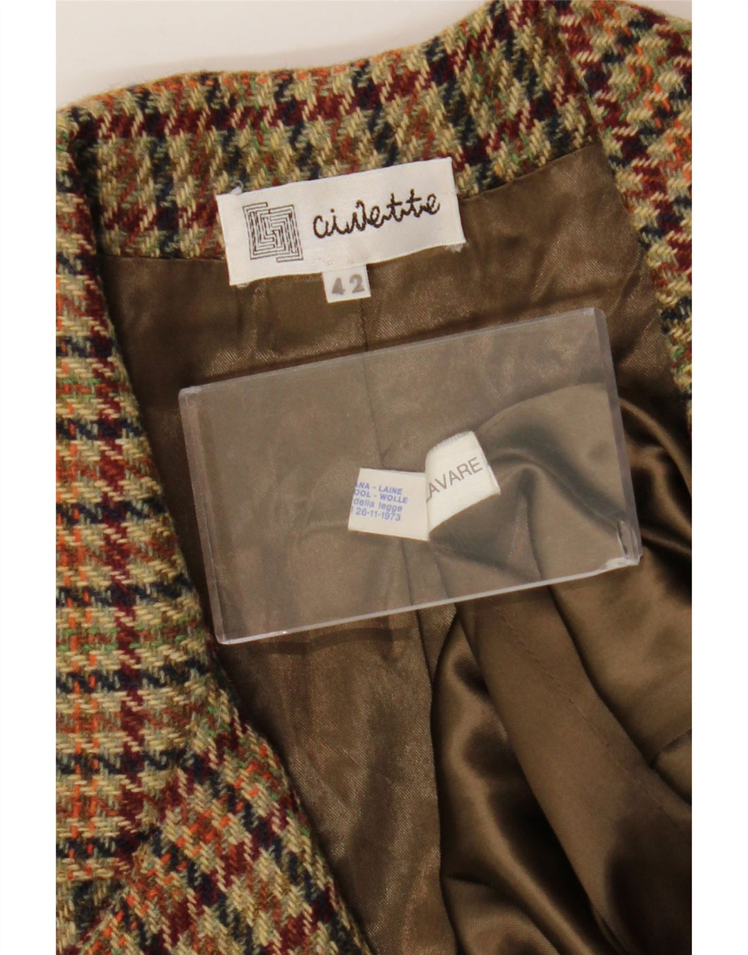 Vintage Womens 1 Button Blazer Jacket IT 42 Medium Brown Houndstooth Wool
