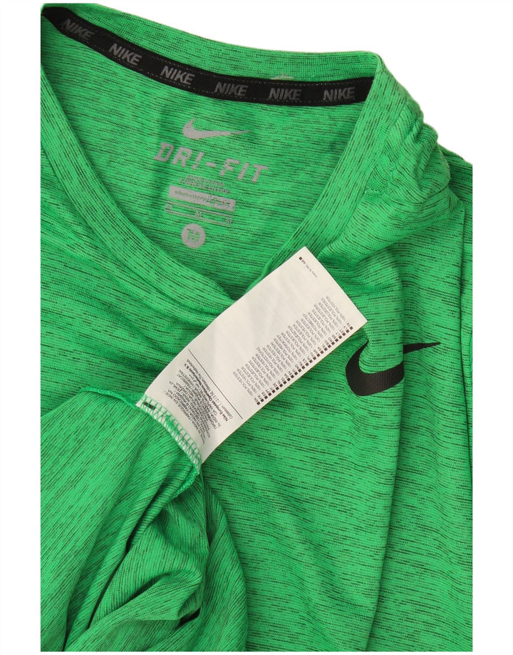 Nike Mens Dri Fit T-Shirt Top Medium Green Flecked Polyester