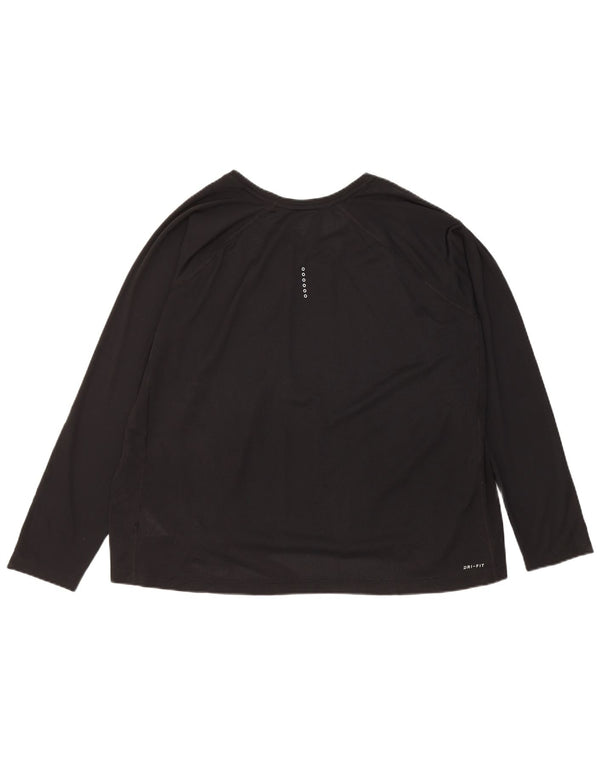 Nike Dame Dri Fit Top Langærmet UK 22 3XL Sort Polyester