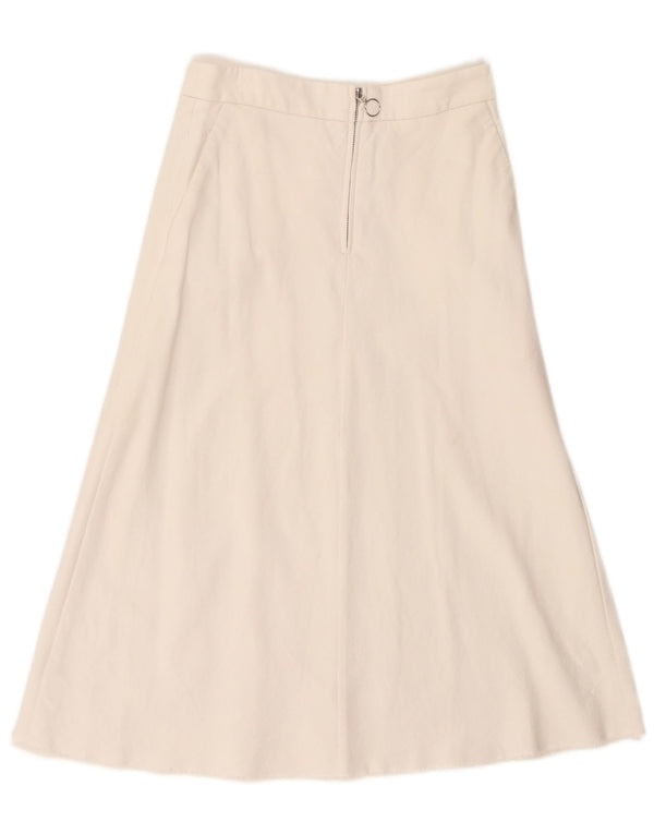 Zara Womens High Waist A-Line Skirt Small W26 White Cotton