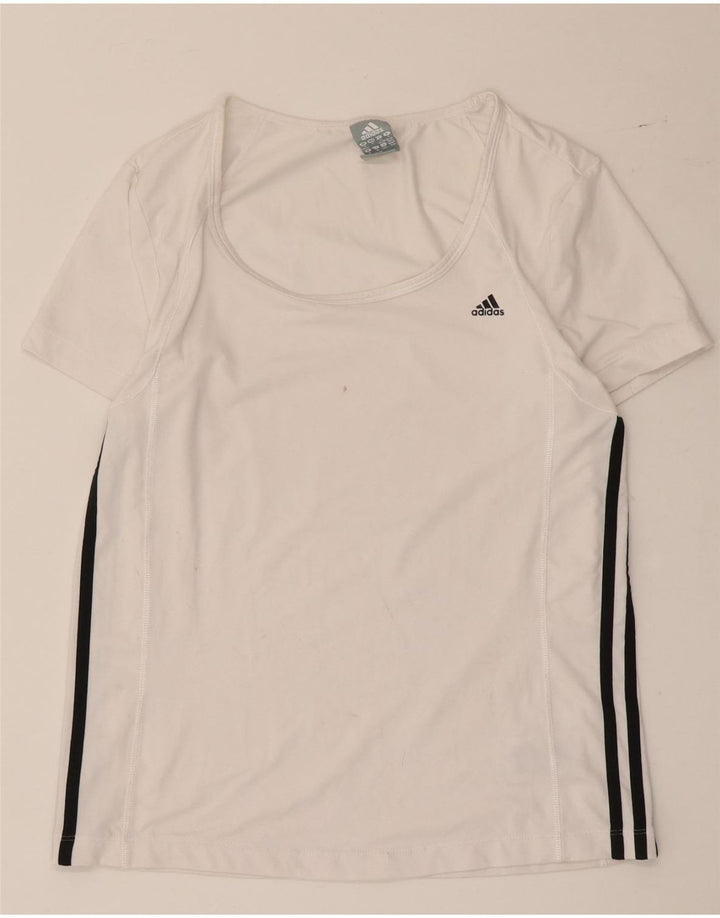 Adidas Womens T-Shirt Top UK 12/14 Medium White Colourblock Polyester