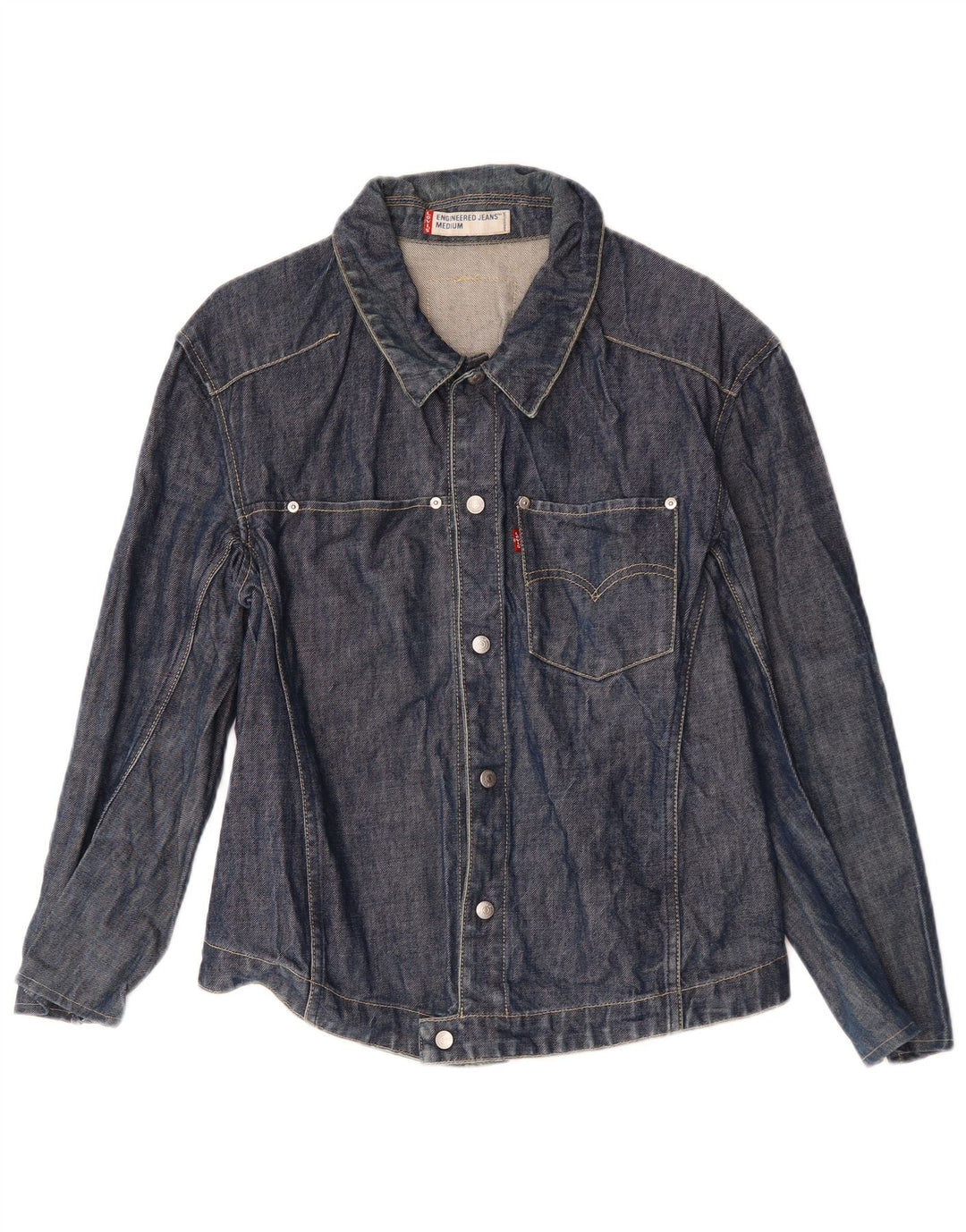 LEVI'S Womens Denim Jacket UK 14 Medium Navy Blue Cotton