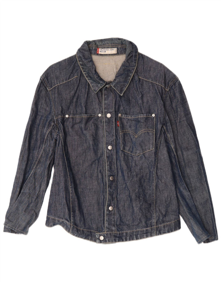LEVI'S Womens Denim Jacket UK 14 Medium Navy Blue Cotton