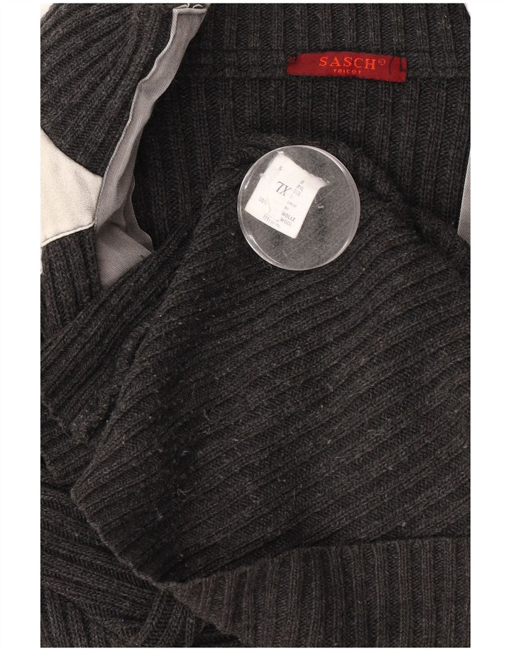 Sasch Mens Cardigan Sweater XL Grey Colourblock Acrylic