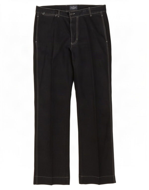 Męskie proste spodnie chino Trussardi IT 52 XL W36 L34 Czarna bawełna