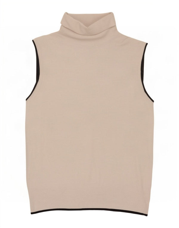 Zara Womens Vest Tank Top UK 12 Medium Beige Viscose