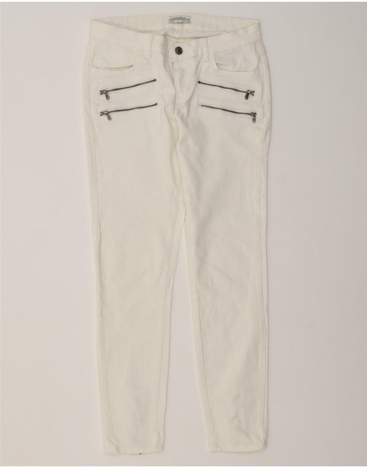 ZARA Womens Cargo Slim Jeans EU 38 Small W28 L27 White Cotton