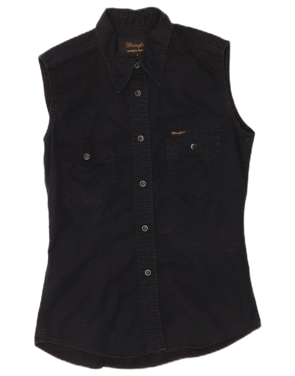 Wrangler Camisa Vaquera Sin Mangas Occidental para Mujer UK 10 Small Algodón Negro
