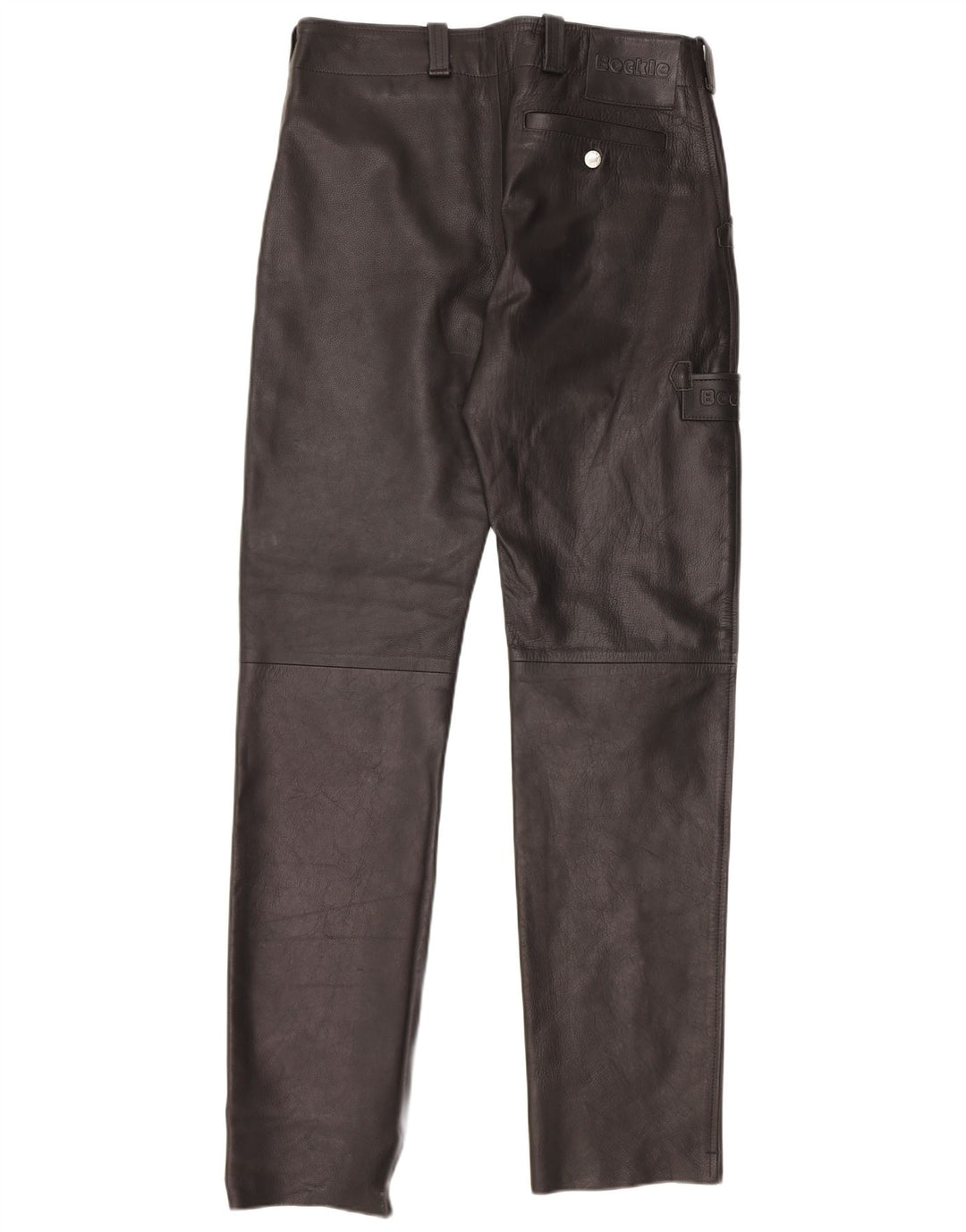 Pantaloni drepti din piele Bockle pentru femei W33 L34 negri