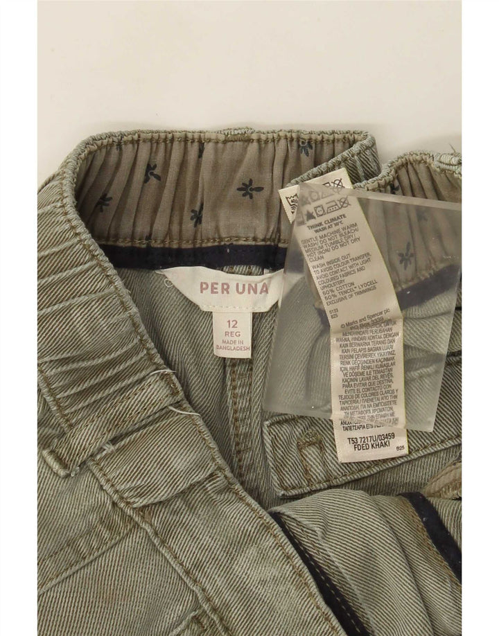 Marks & Spencer Womens Crop Cargo Trousers UK 12 Medium W30 L26 Khaki